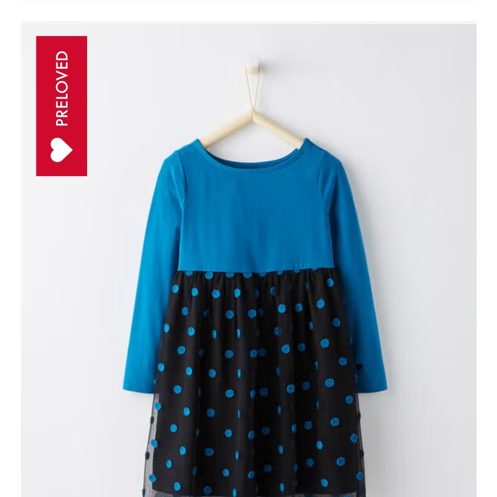 Hanna Andersson Blue and Black Polka Dot Dress